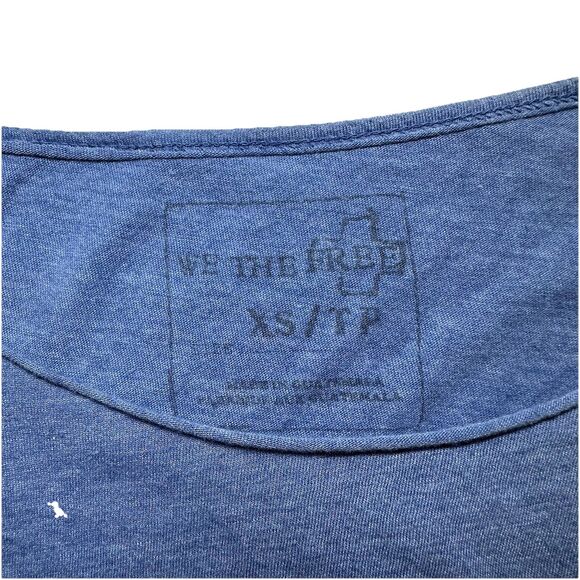 FREE PEOPLE Sz XS LA LIVIN COASTAL 3/4 SLEEVE JERSEY TEE TYE DYE INDIGO Batwing - Picture 5 of 11